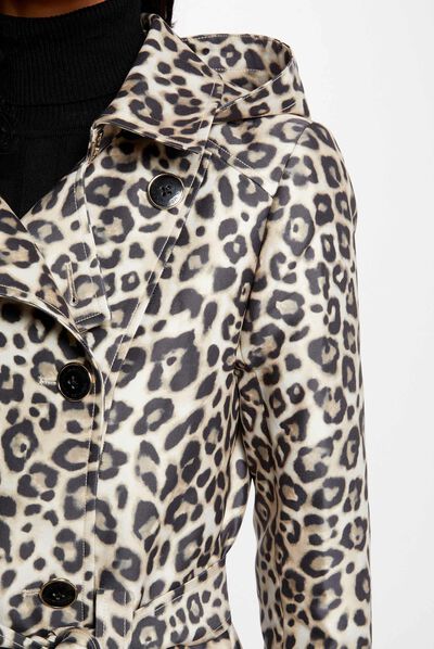 Straight belted trenchcoat leopard print multico ladies'