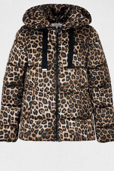Padded jacket leopard print with hood multico ladies'