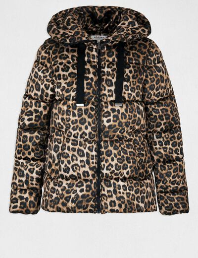 Padded jacket leopard print with hood multico ladies'