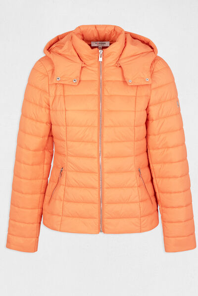 Straight padded jacket with hood orange ladies'