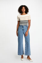 Striped jumper short-sleeves ivory women