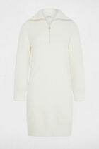 Straight jumper dress zipped-rollneck ivory women
