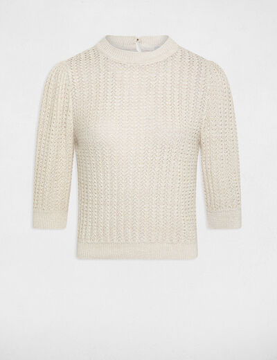 3/4-length sleeved jumper with open back ivory ladies'