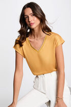Short-sleeved t-shirt mustard yellow women