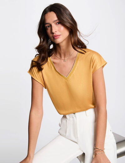 Short-sleeved t-shirt mustard yellow women