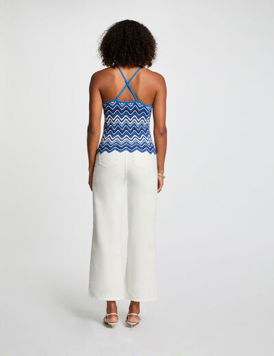 Printed knitted top electric blue women