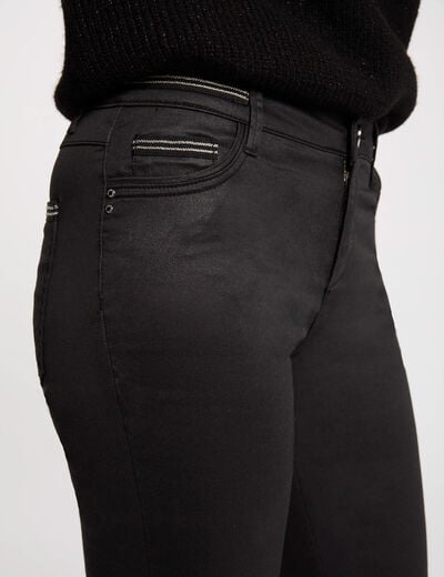 Slim trousers with wet effect black women