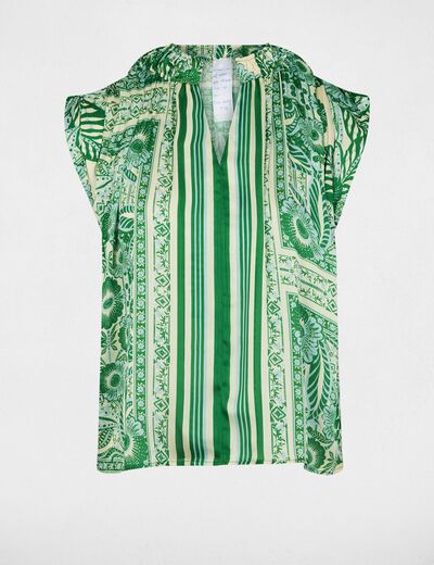 Sleeveless blouse with V-neck multicolor women