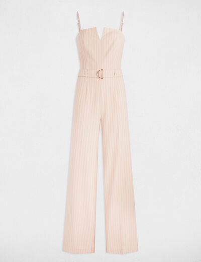 Jumpsuit with stripes light pink women