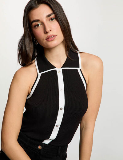 Fitted sweater with turned-down collar black women