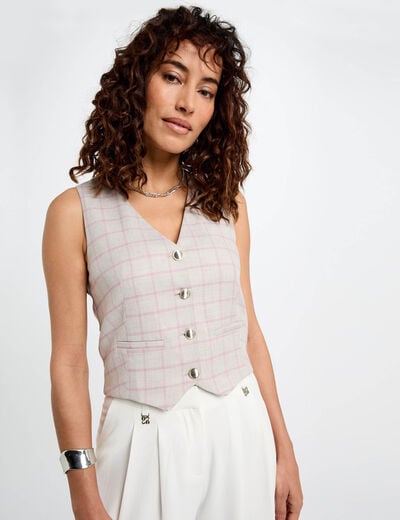 Printed sleeveless waistcoat multicolor women