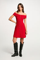 A-line mini knitted dress red women
