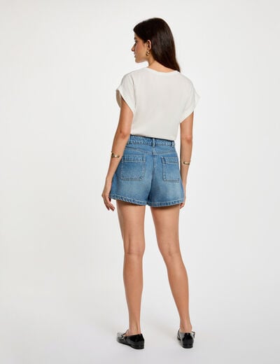 Cropped v-neck t-shirt white women