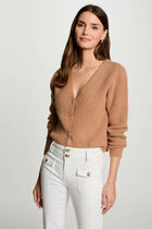 Cardigan with V-neck camel women
