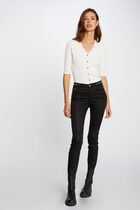 Slim trousers with wet effect black women