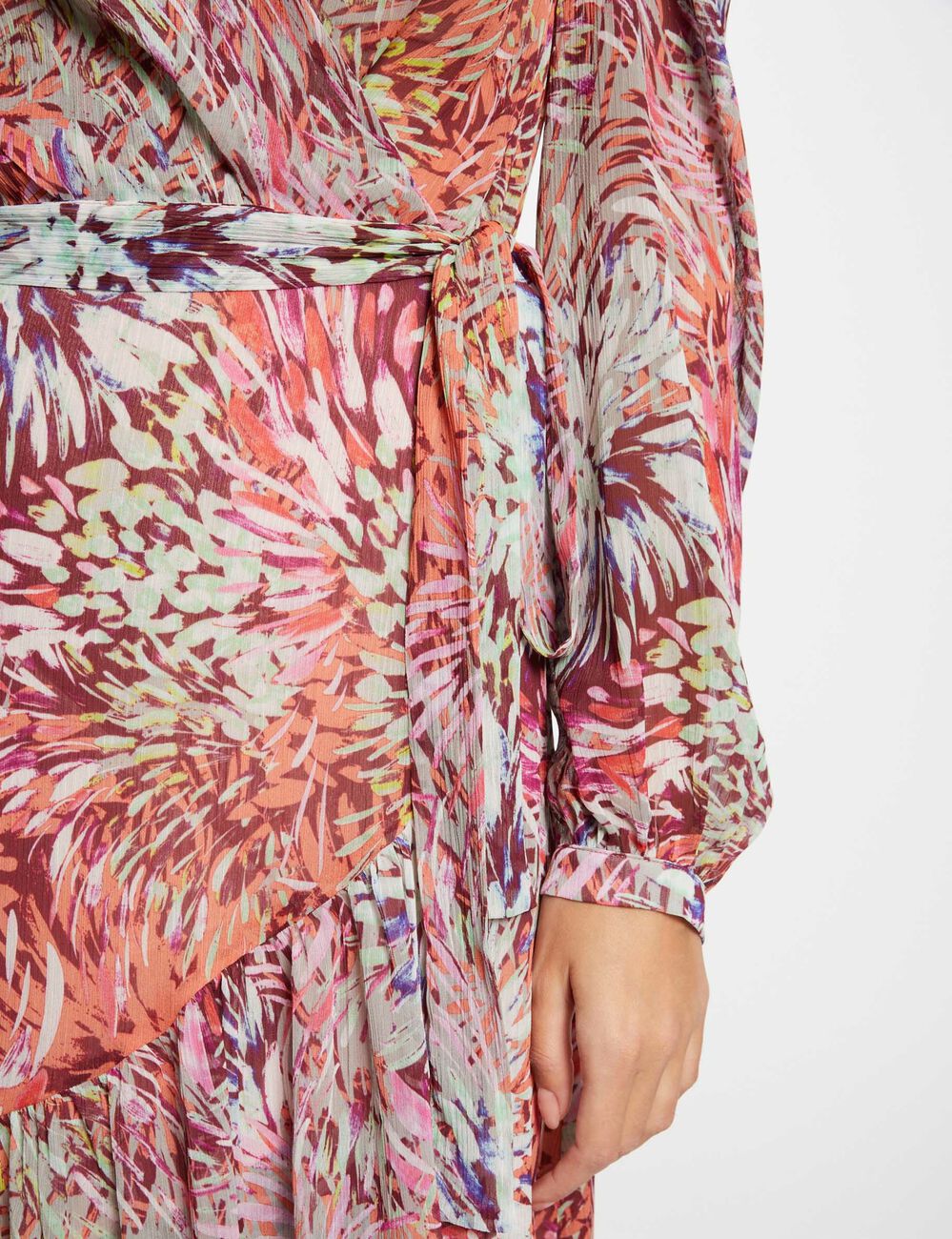 Printed midi wrap dress multicolored women