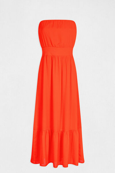 Maxi waisted dress bustier neckline red ladies'