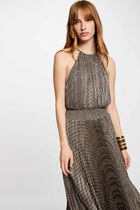 Printed waisted maxi dress multicolored women