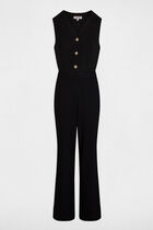 Combinaison longue col en V noir femme
