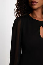 Short dress with sheer sleeves black women