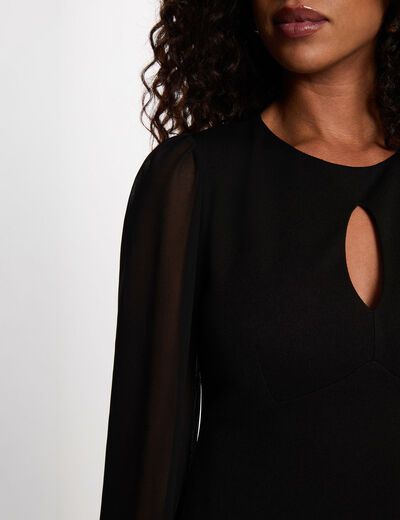 Short dress with sheer sleeves black women