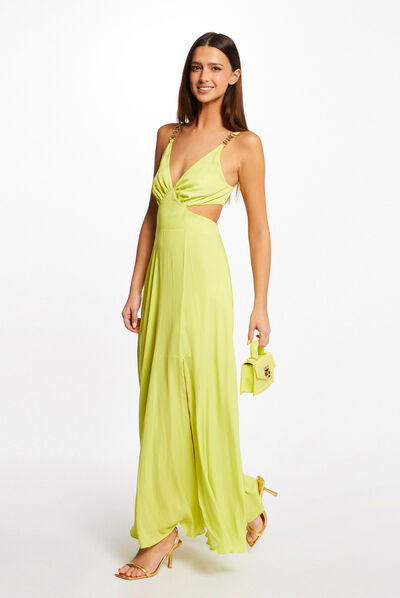 Maxi A-line dress with openings aniseed ladies'