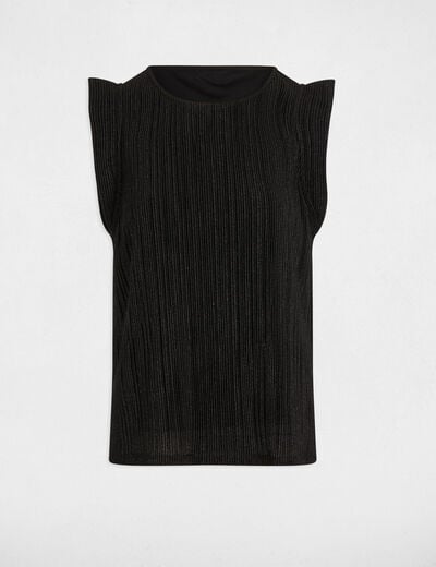 Sleeveless pleated t-shirt black women
