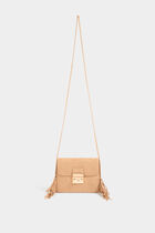 Sac pochette à franges sable femme