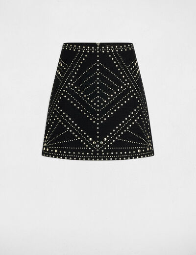 Mini tweed skirt with studs black women
