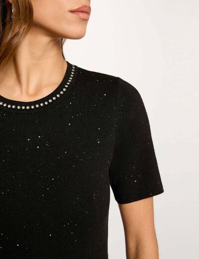 Short dress with rhinestones black women