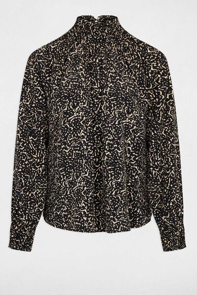 Long-sleeved blouse abstract print multico ladies'
