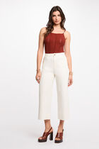 Knitted top thin straps cognac brown women