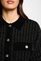Buttoned cardigan lapel collar black women