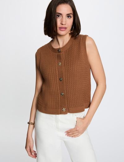 Sleeveless sweater camel women