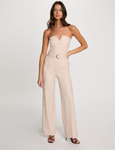 Jumpsuit with stripes light pink women