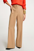 Pantalon large à pinces camel femme