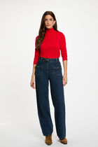 High neck sweater red women