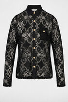 Lace shirt with a notched collar black women