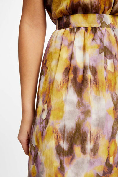 A-line asymmetrical skirt abstract print multico ladies'