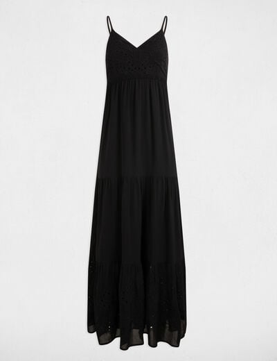 Loose maxi embroidered dress black women
