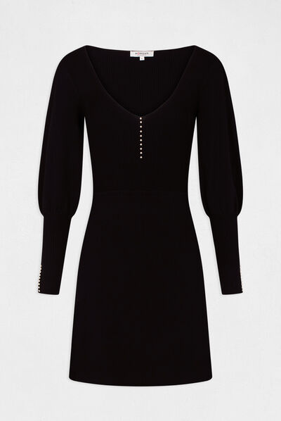 Skater jumper dress with V-neck black ladies'