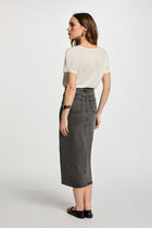 Jupe fendue en jean gris moyen femme