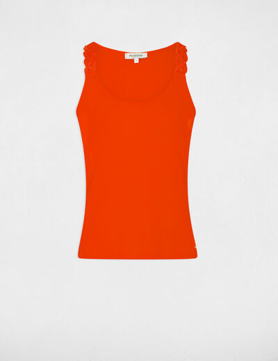 Sleeveless vest top orange women
