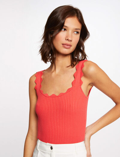 Jumper vest top with square neck red ladies'