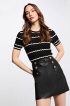 Faux leather mini skirt black women