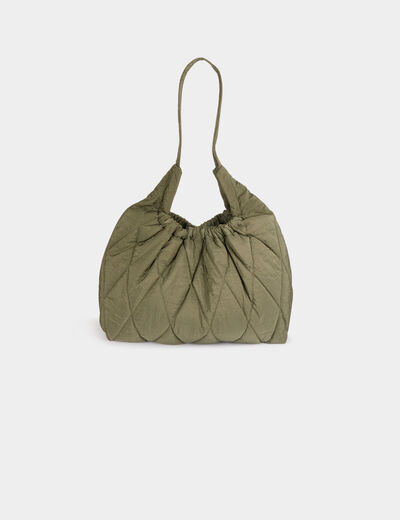 Quilted shoulder bag khaki green women