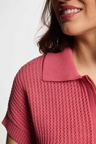 Pull col polo zippé vieux rose femme