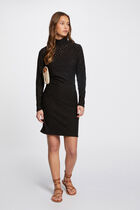 Fitted mini embroidered dress black women