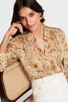 Satin top with lapel collar multicolor women
