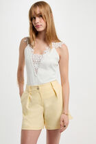 Straight short pastel yellow women